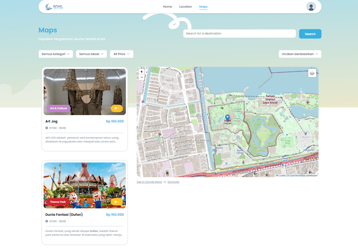 Interactive map view