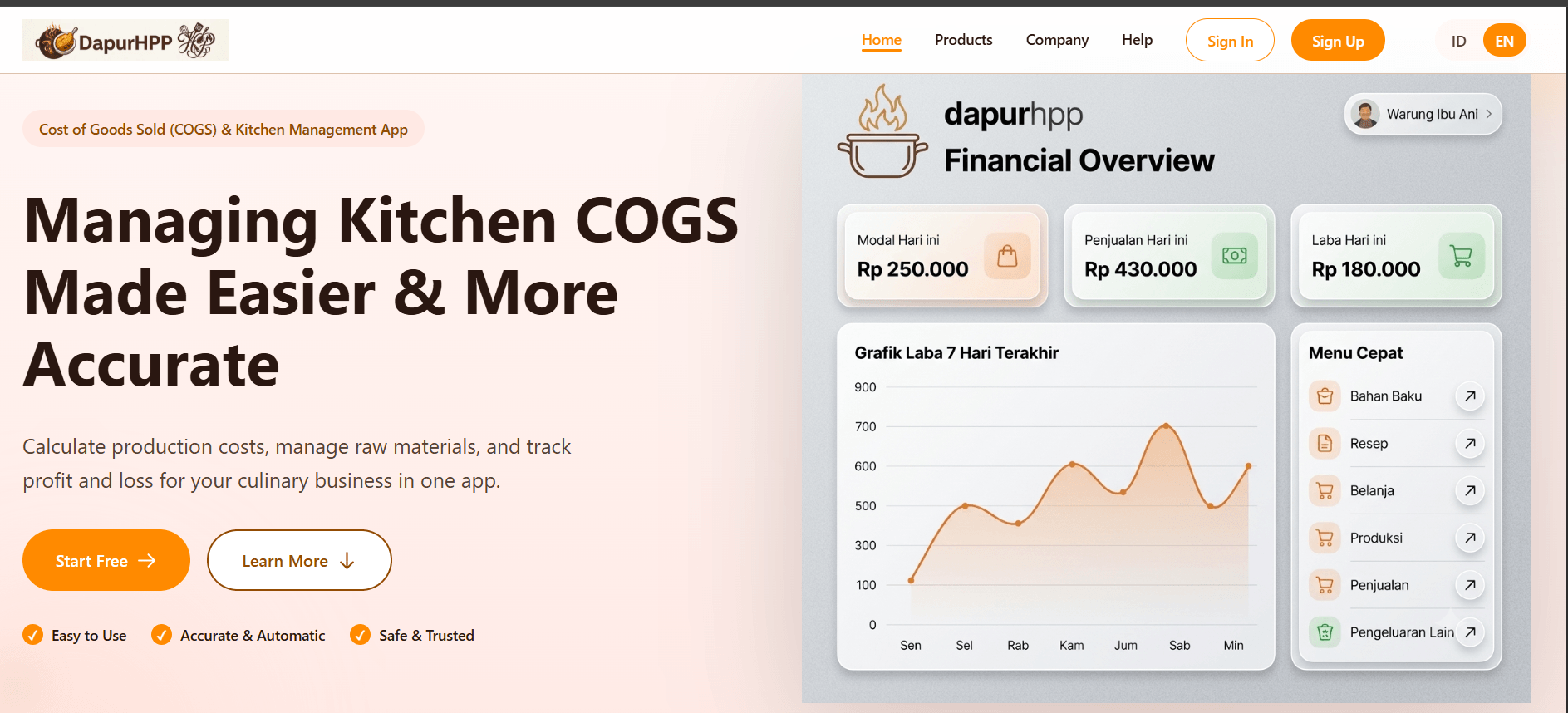 Landing page DapurHPP