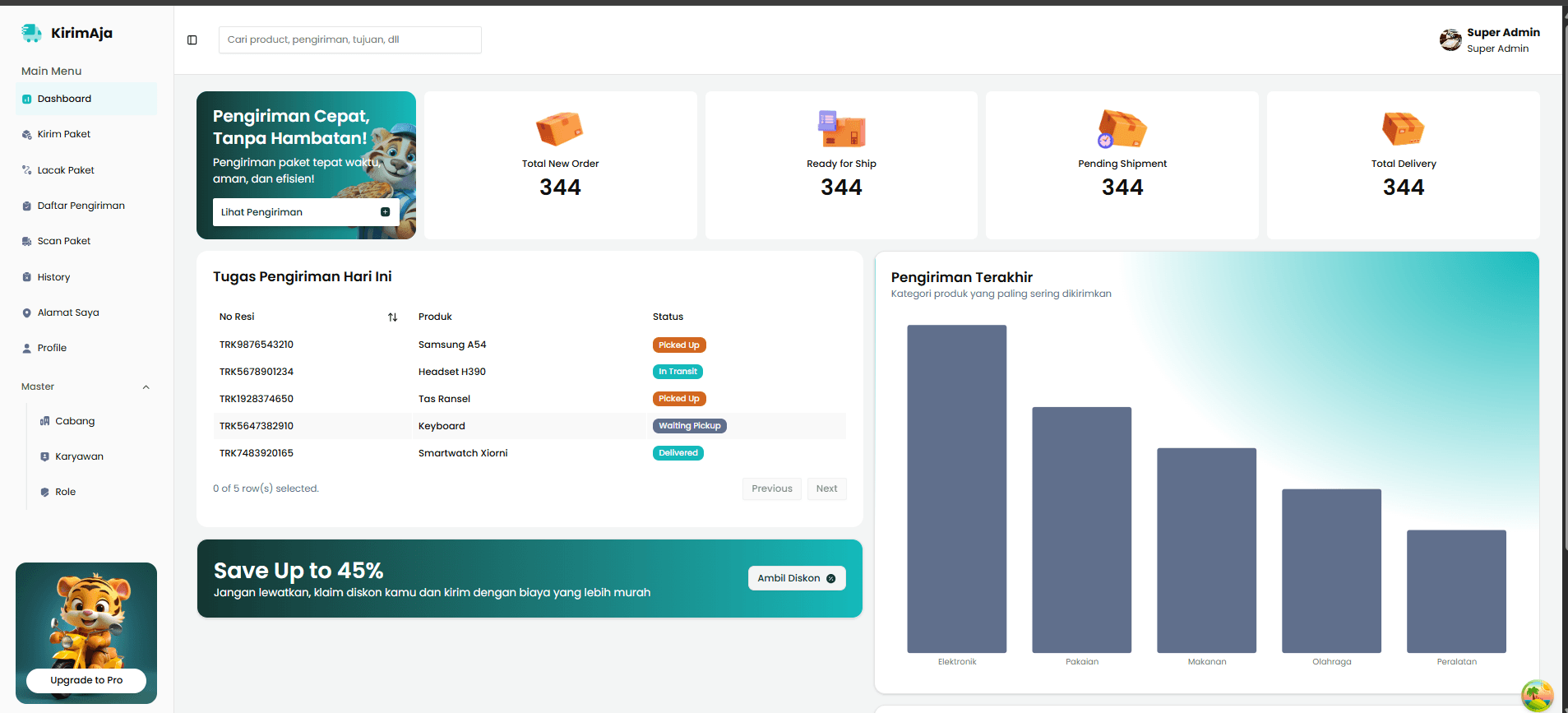 Landing page KirimAja