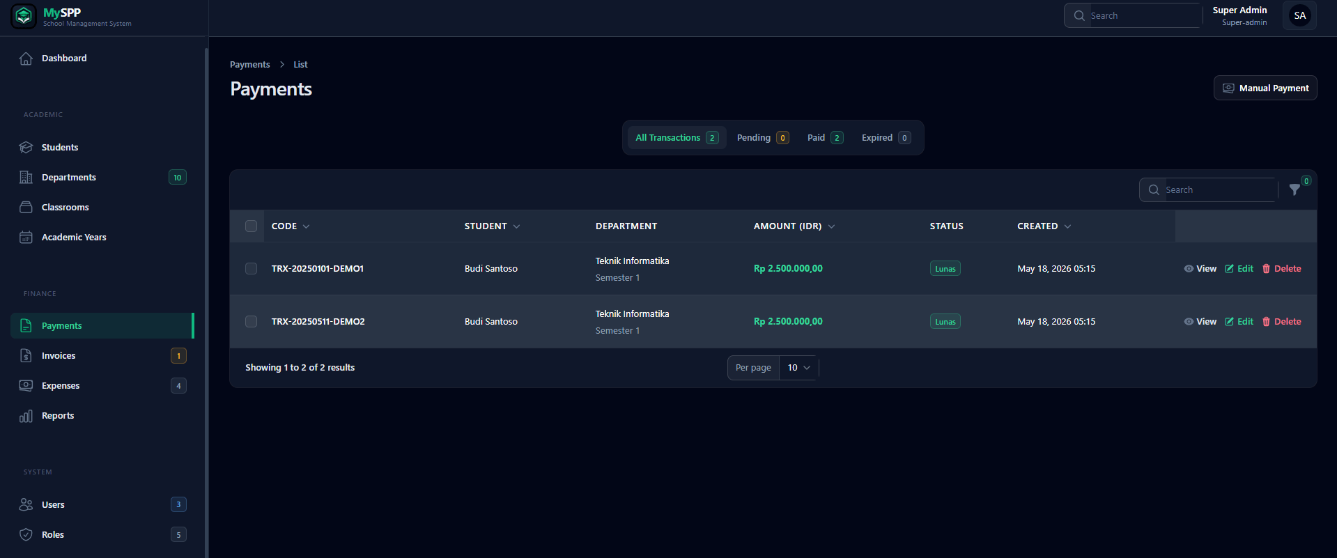 Payments management